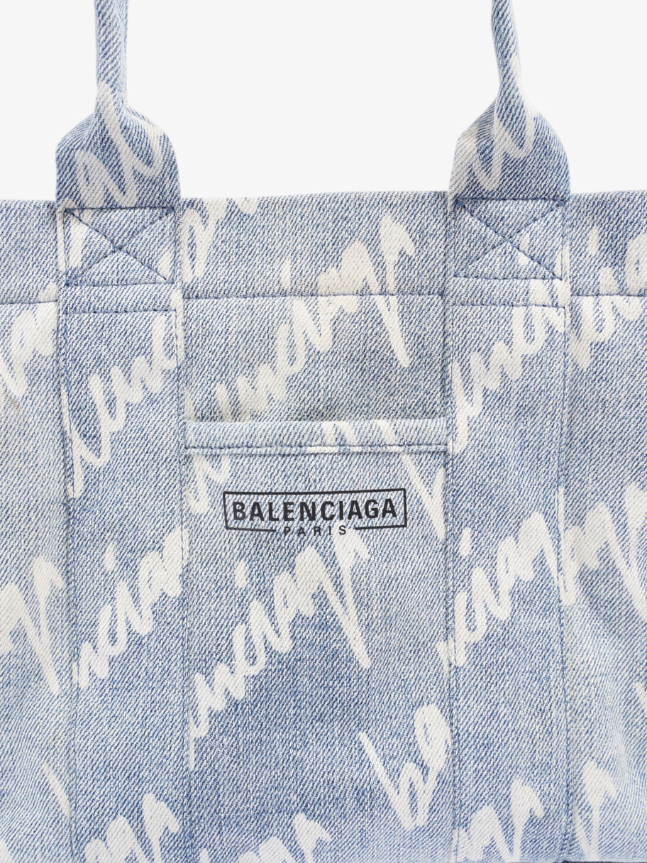 Balenciaga Scribble Logo Tote Light Denim Denim Small Image 7