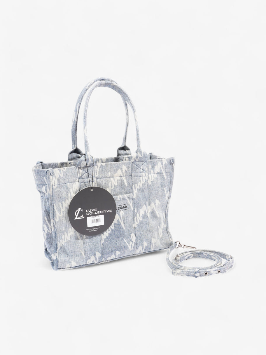 Balenciaga Scribble Logo Tote Light Denim Denim Small Image 9