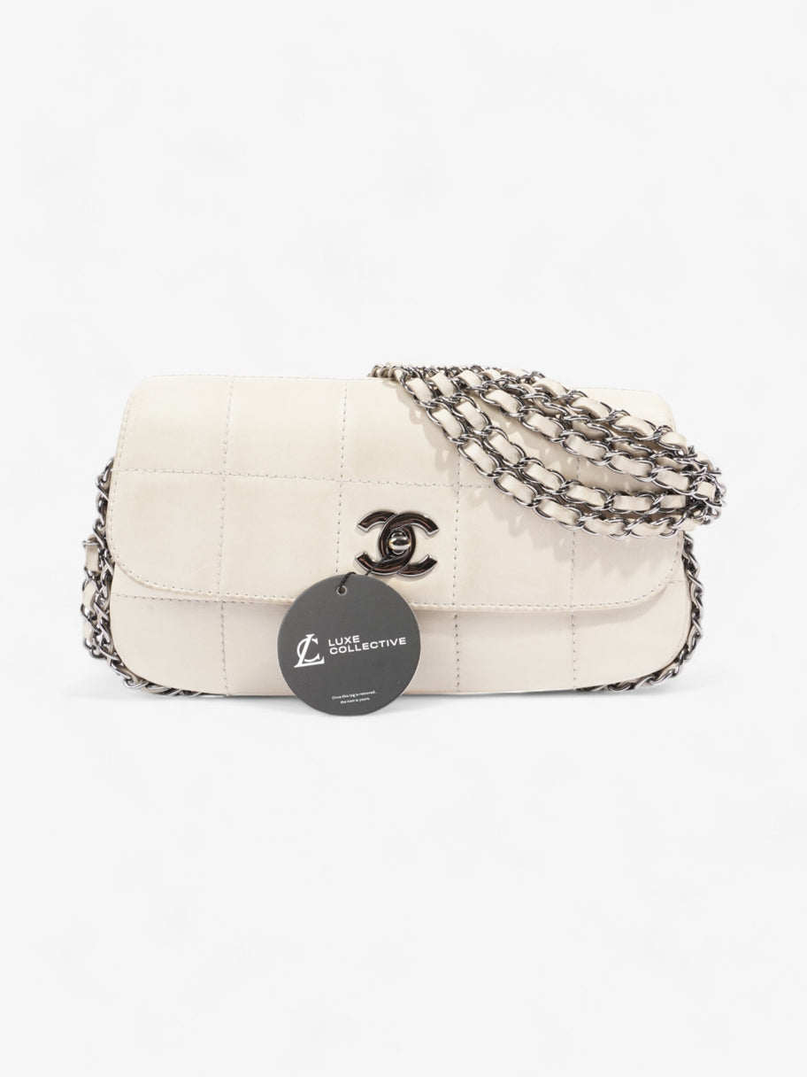 Chanel Chocolate Bar 5 Chain Bag Cream Lambskin Leather Image 8