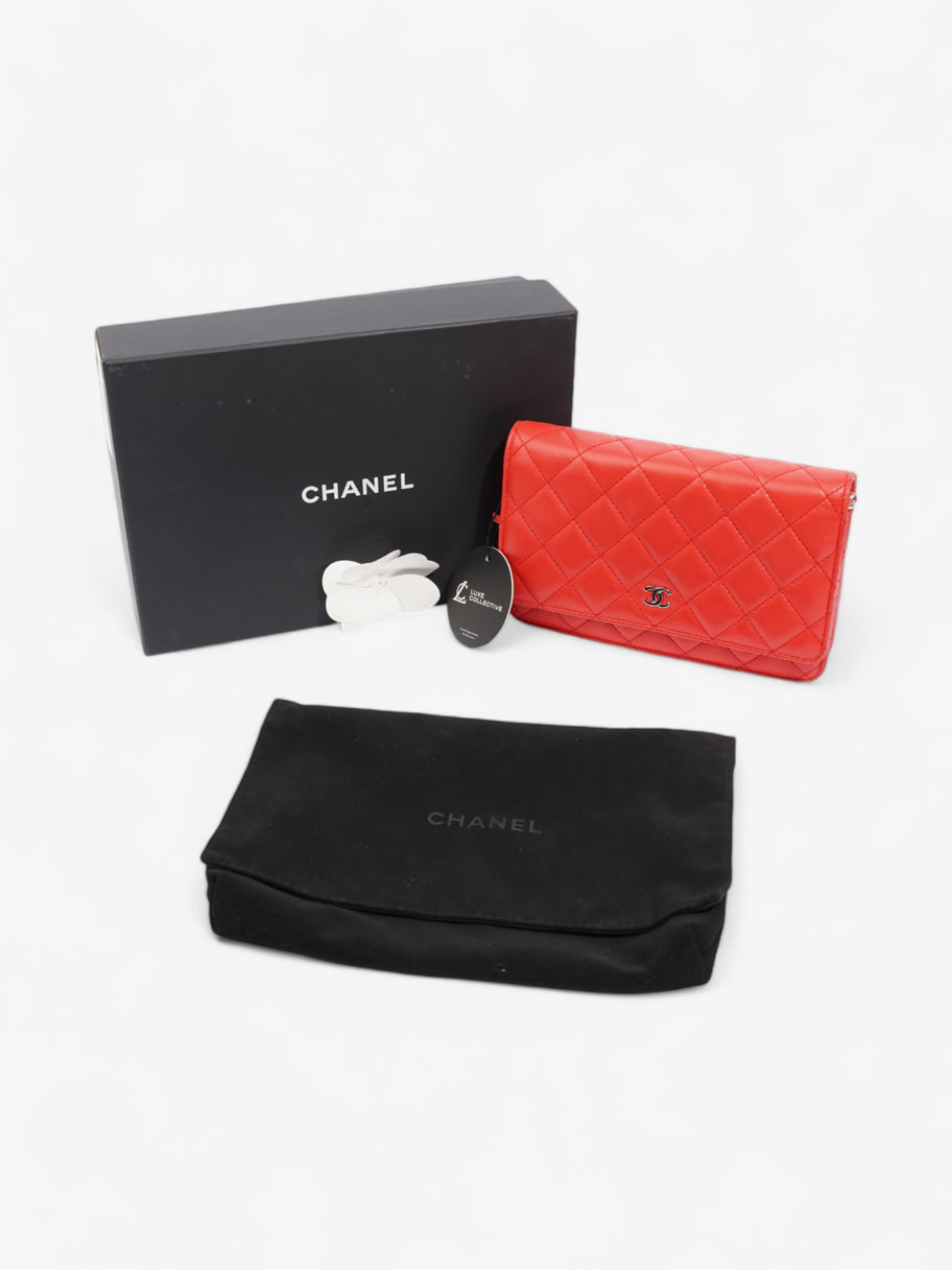 Chanel Wallet On Chain Red Lambskin Leather Image 10