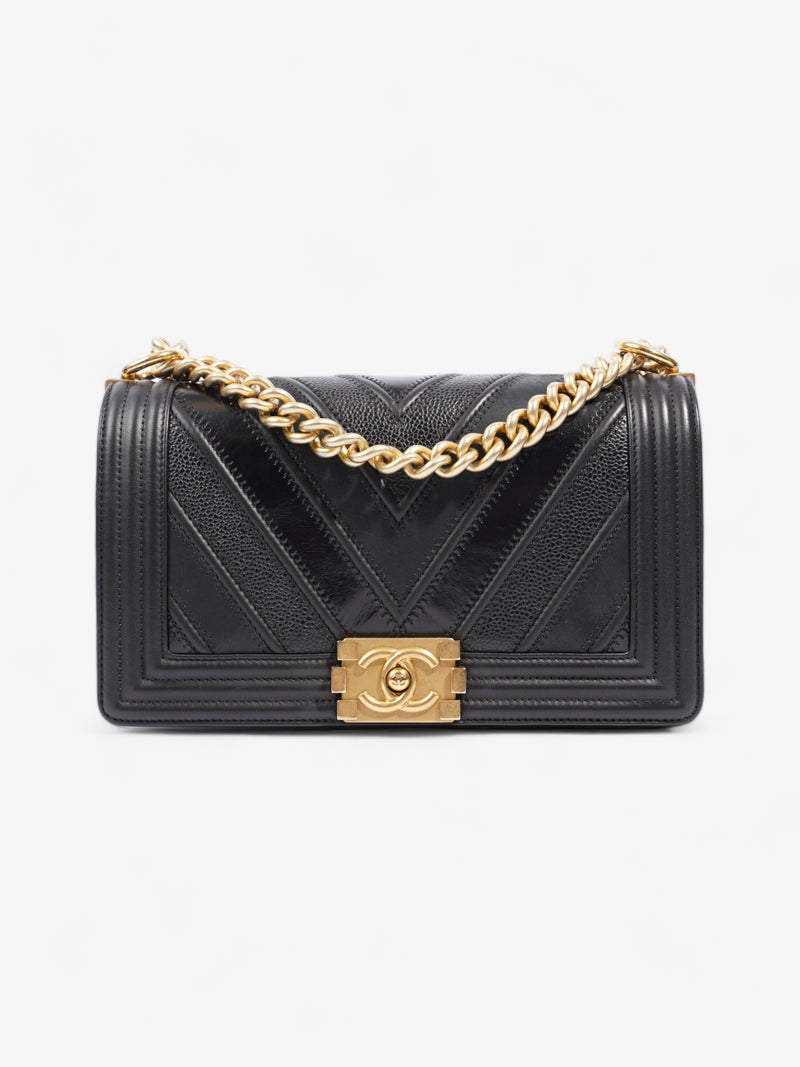  Chanel Boy Black Calfskin Leather Medium