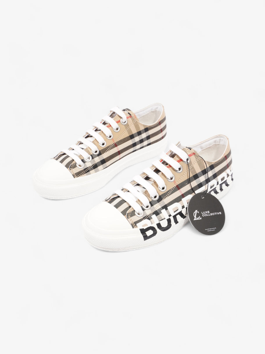 Burberry Lark Sneakers Beige Checkered / Black / White Canvas EU 37 UK 4 Image 10