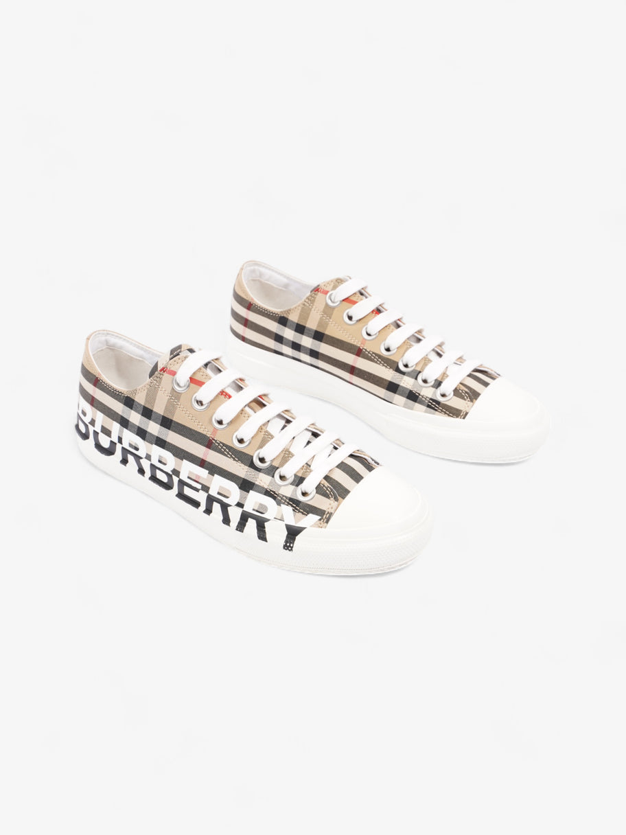 Burberry Lark Sneakers Beige Checkered / Black / White Canvas EU 37 UK 4 Image 2