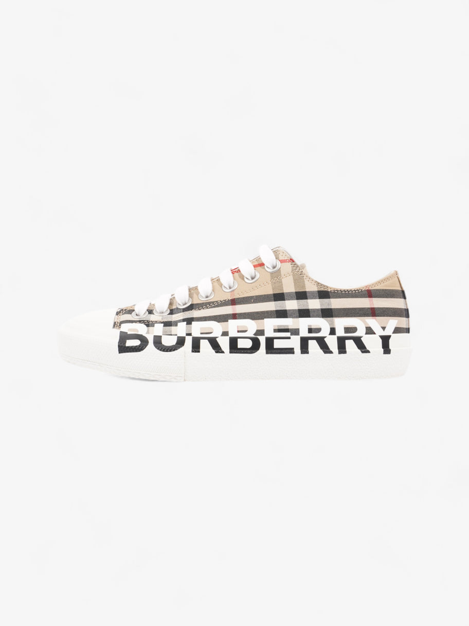 Burberry Lark Sneakers Beige Checkered / Black / White Canvas EU 37 UK 4 Image 5