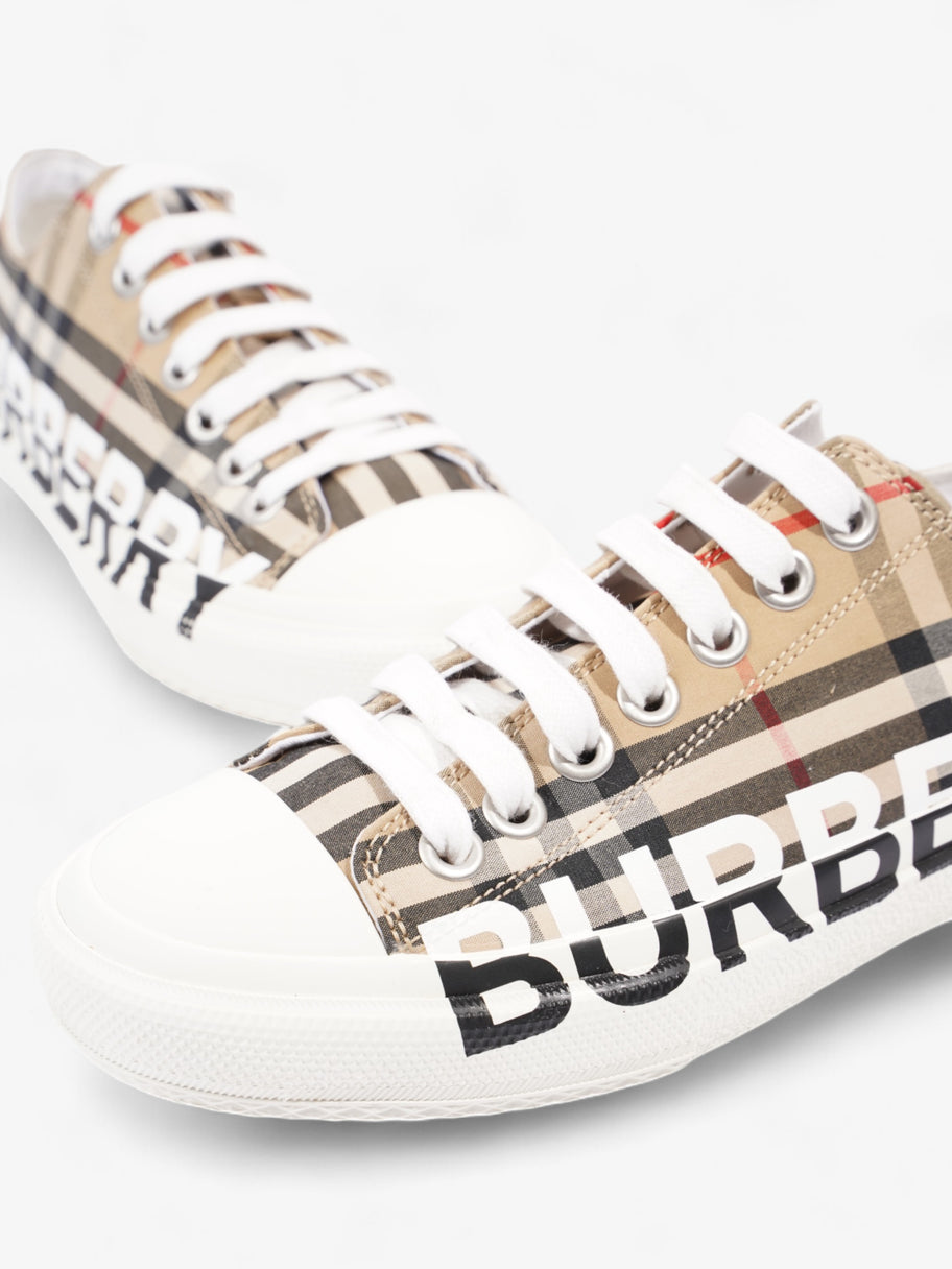 Burberry Lark Sneakers Beige Checkered / Black / White Canvas EU 37 UK 4 Image 9