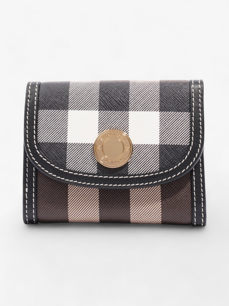  Burberry Check and Leather Folding Wallet Dark Birch Brown Coated Canvas