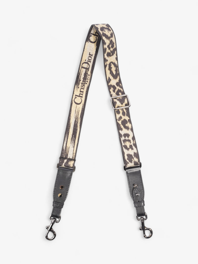  Christian Dior Animal Print Bag Strap Beige / Black Canvas