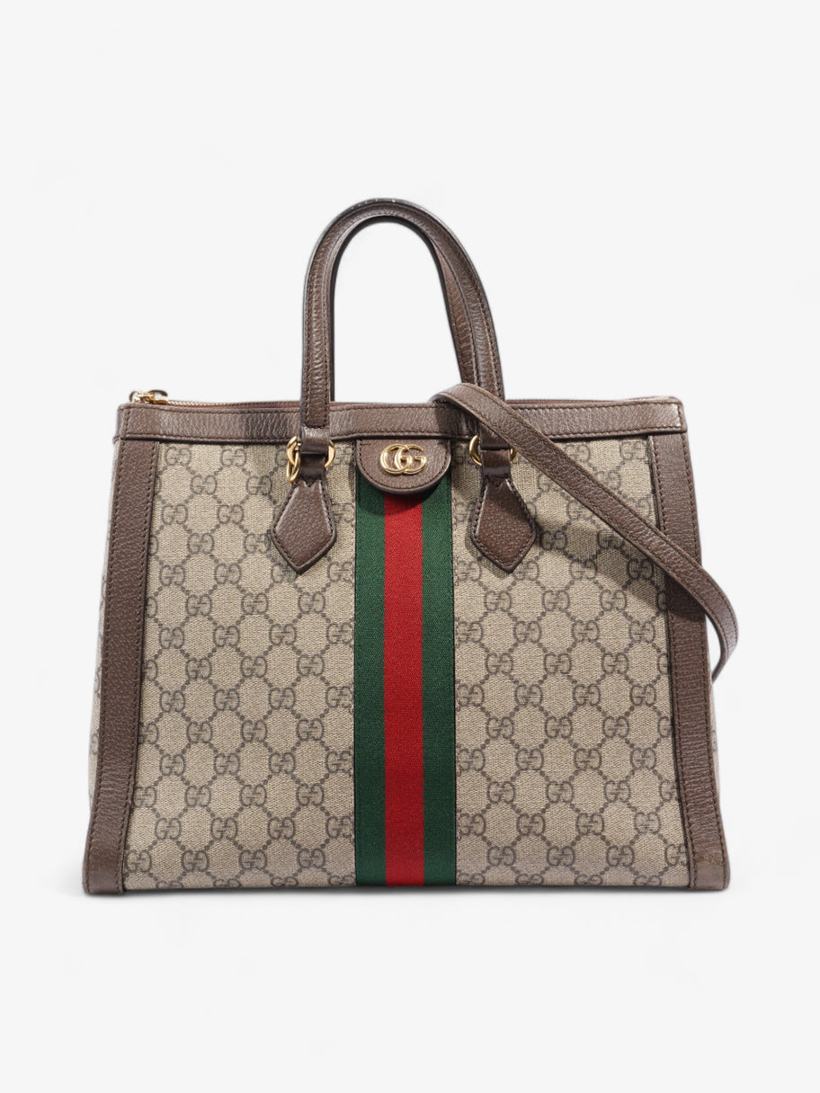 Gucci Ophidia GG Beige And Ebony GG Supreme / Brown / Gucci Stripe Coated Canvas Medium Image 1