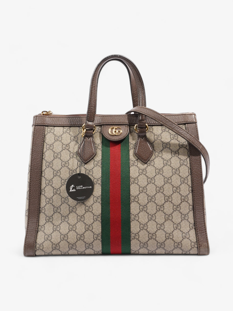 Gucci Ophidia GG Beige And Ebony GG Supreme / Brown / Gucci Stripe Coated Canvas Medium Image 7