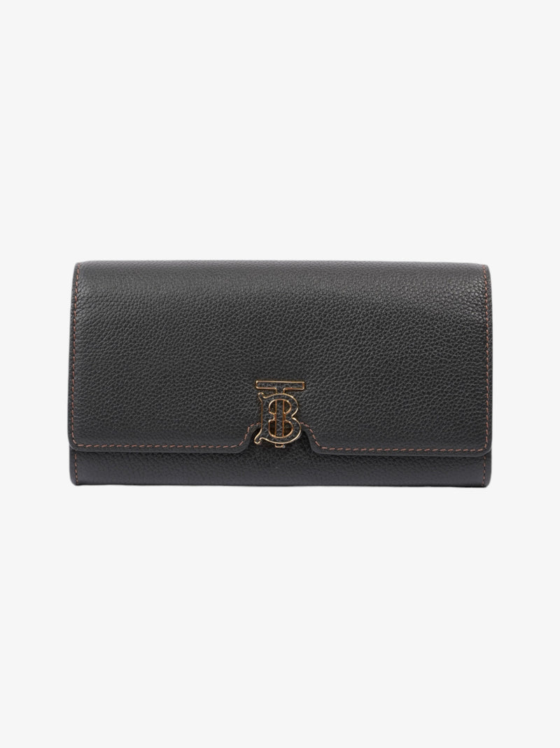  Burberry TB Continental Wallet Black Grained Leather Large