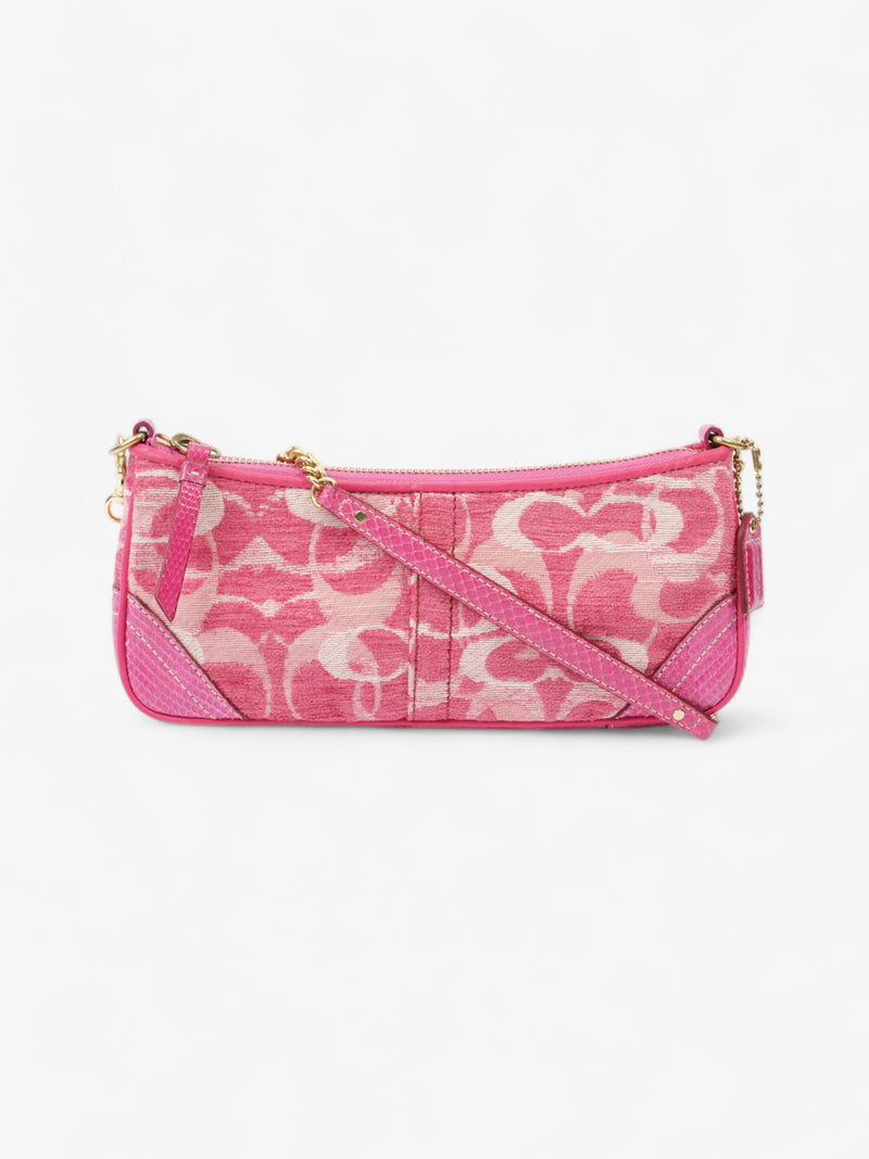  Coach Chenille Python Shoulder Bag Pink Canvas