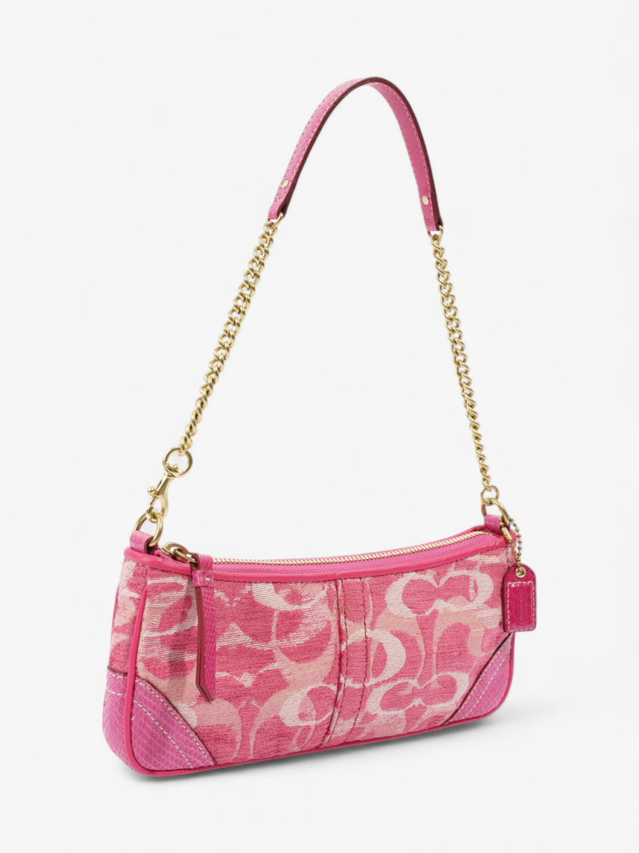 Coach Chenille Python Shoulder Bag Pink Canvas Image 7