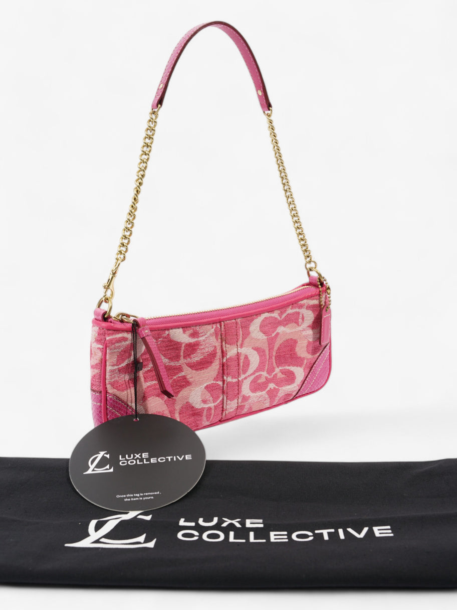 Coach Chenille Python Shoulder Bag Pink Canvas Image 9