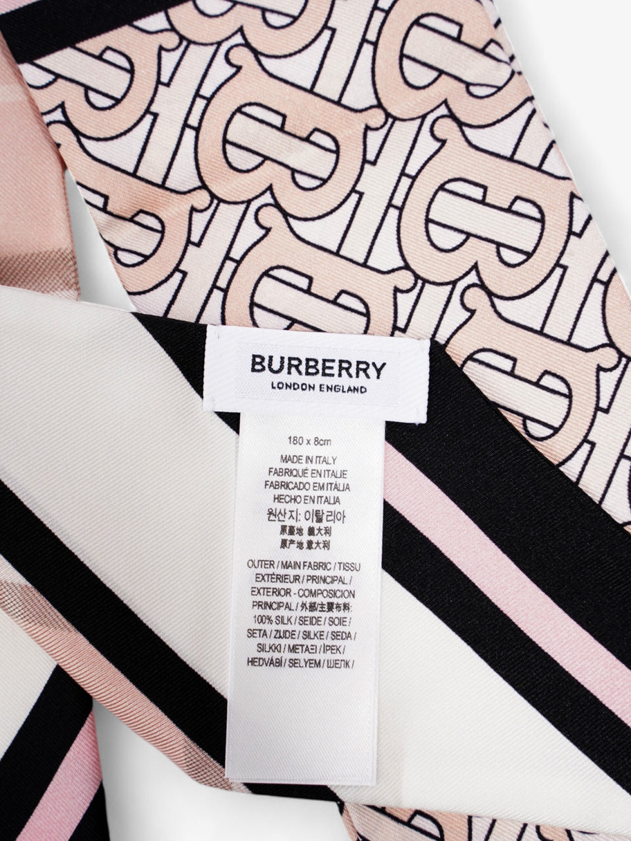 Burberry Triple Check Monogram Stripe Skinny Scarf Blush Silk Image 3