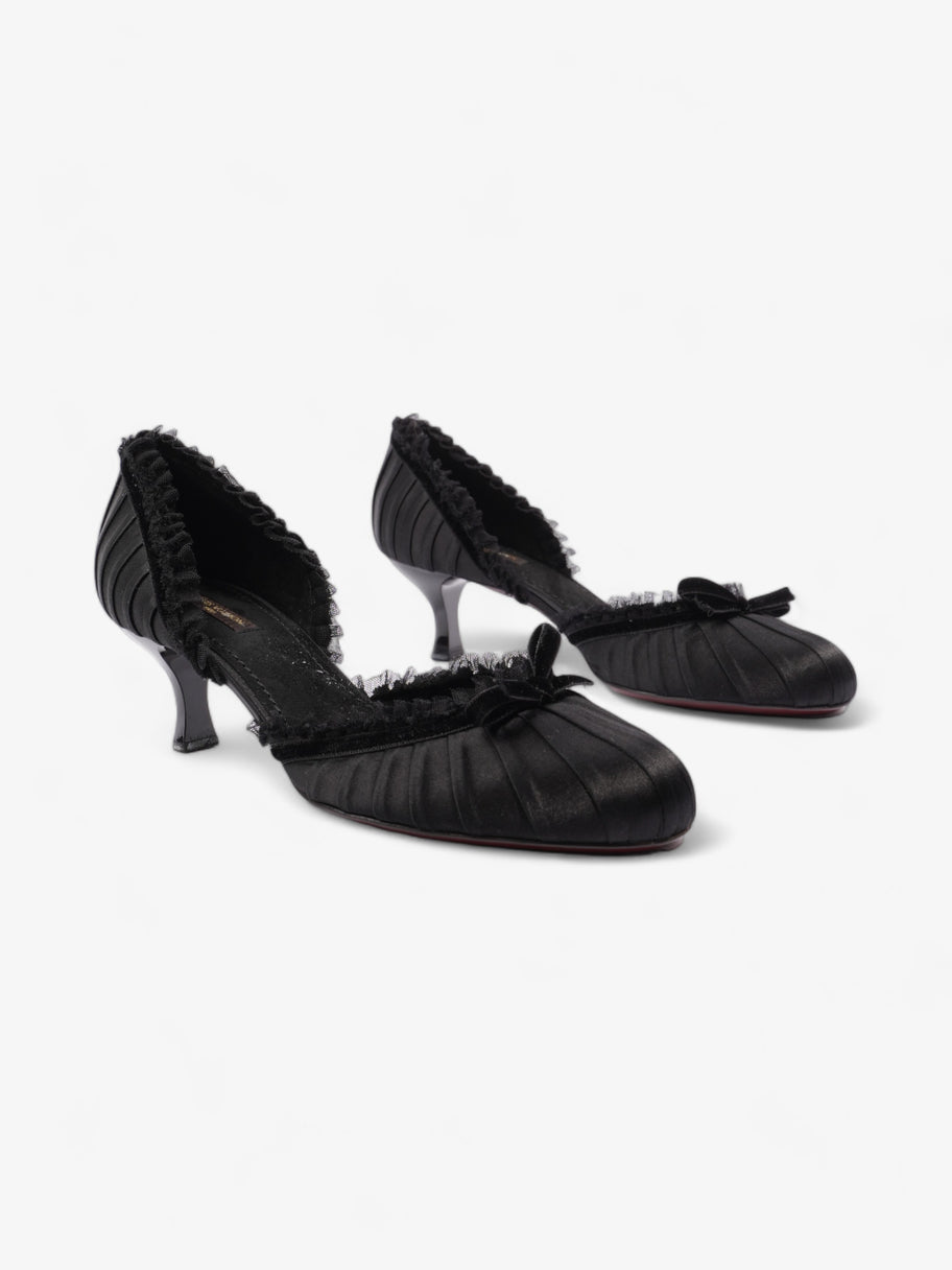 Louis Vuitton Ballet Pumps Heels 60mm Black Satin EU 38.5 UK 5.5 Image 2