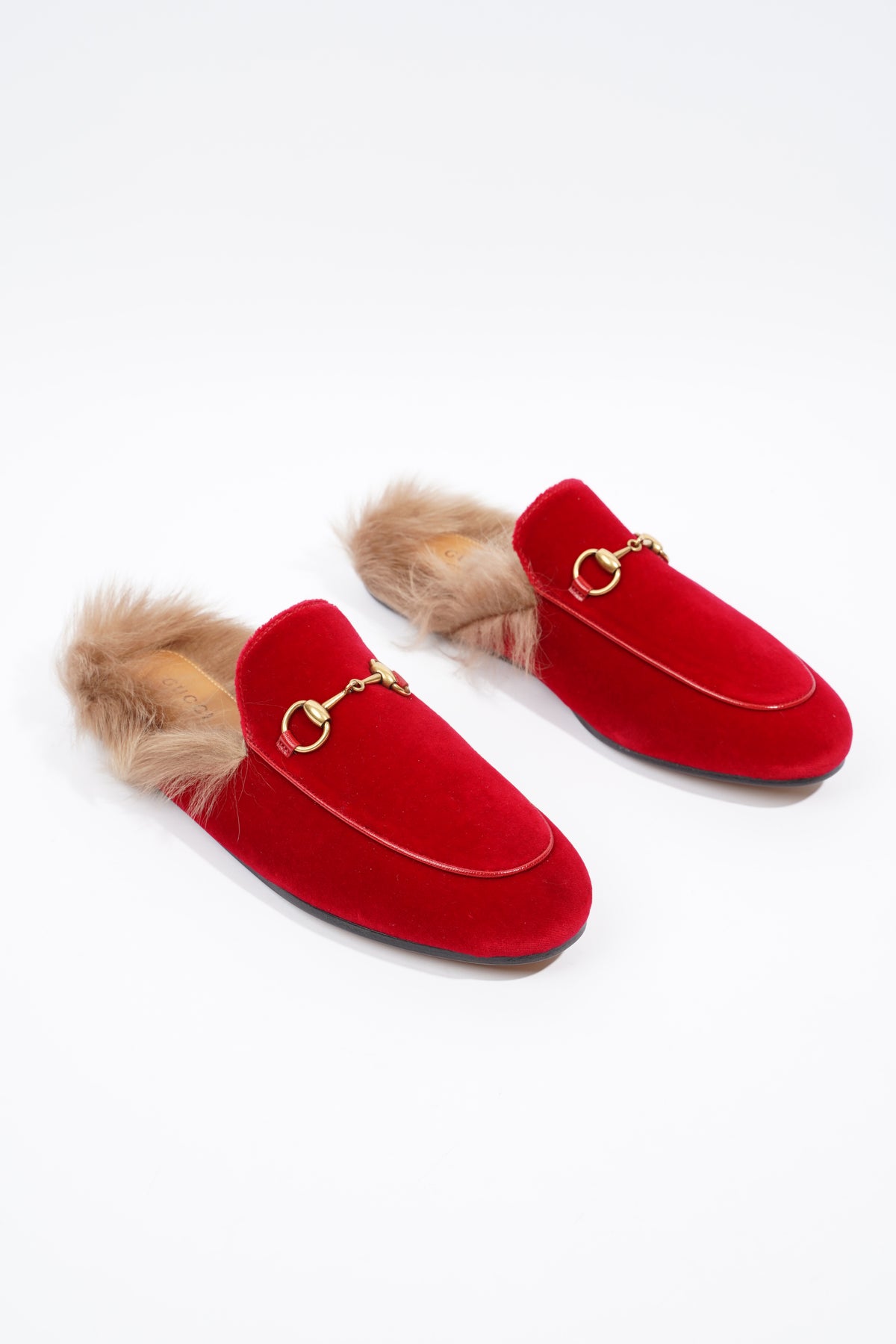 Gucci velvet fur on sale mules