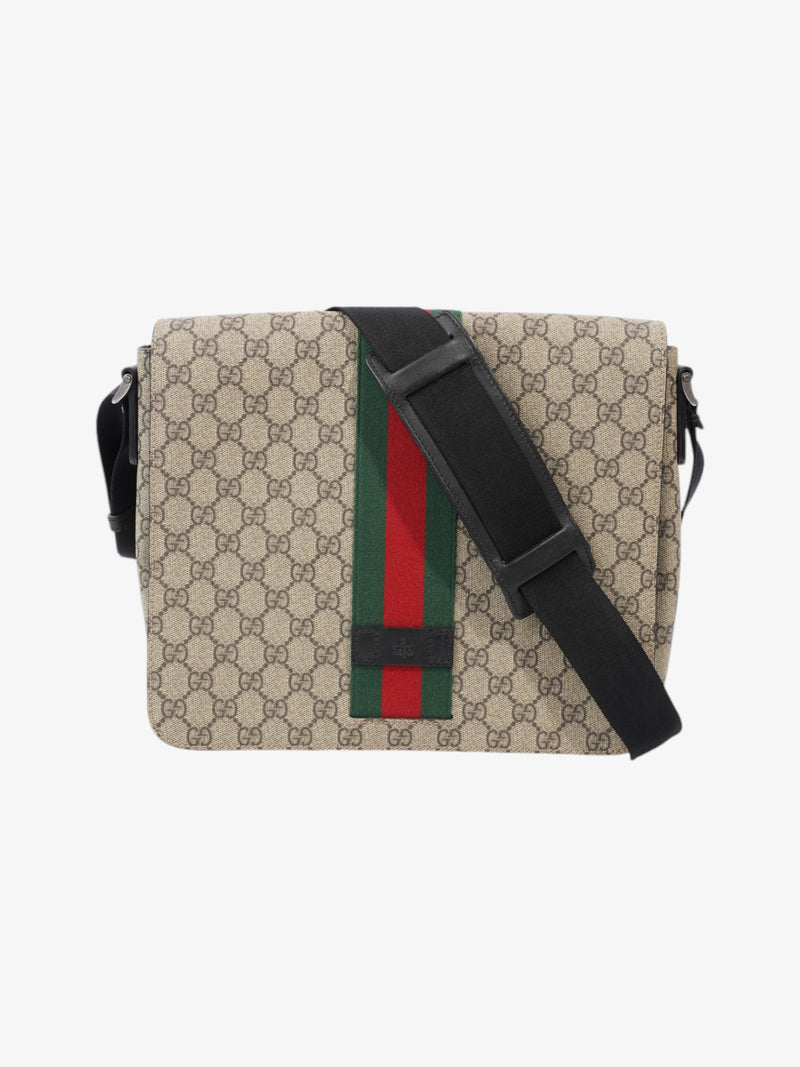  Gucci Web Messenger GG Supreme / Green / Red Canvas