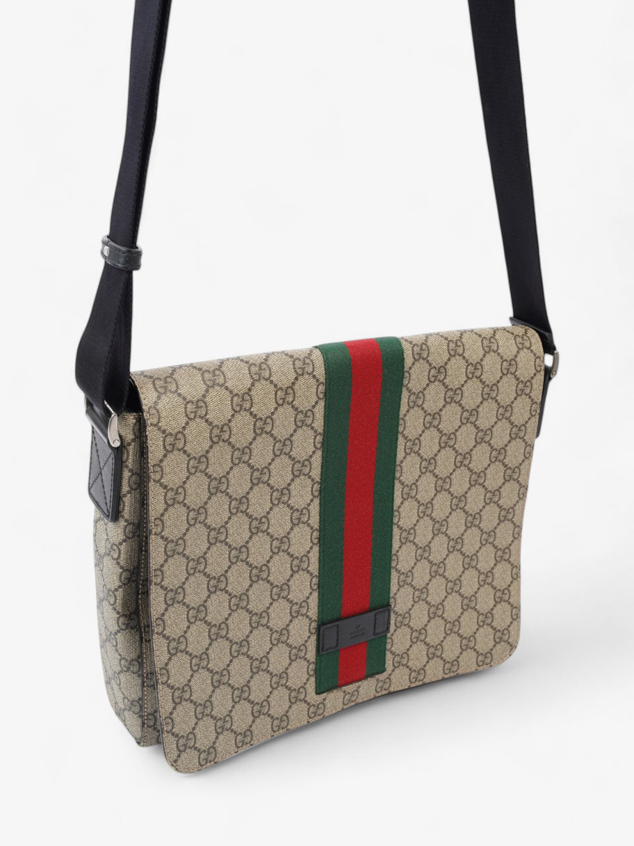 Gucci Web Messenger GG Supreme / Green / Red Canvas Image 7