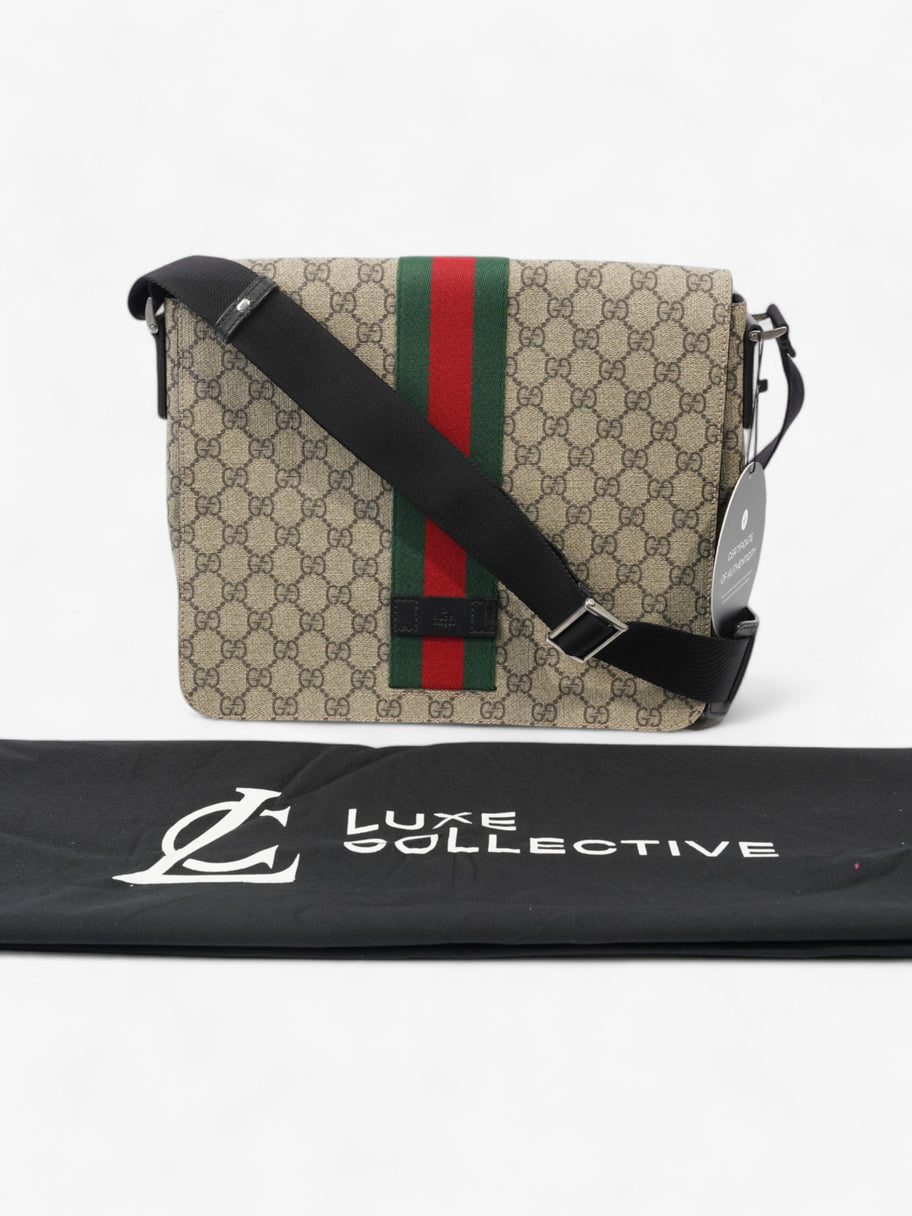 Gucci Web Messenger GG Supreme / Green / Red Canvas Image 10