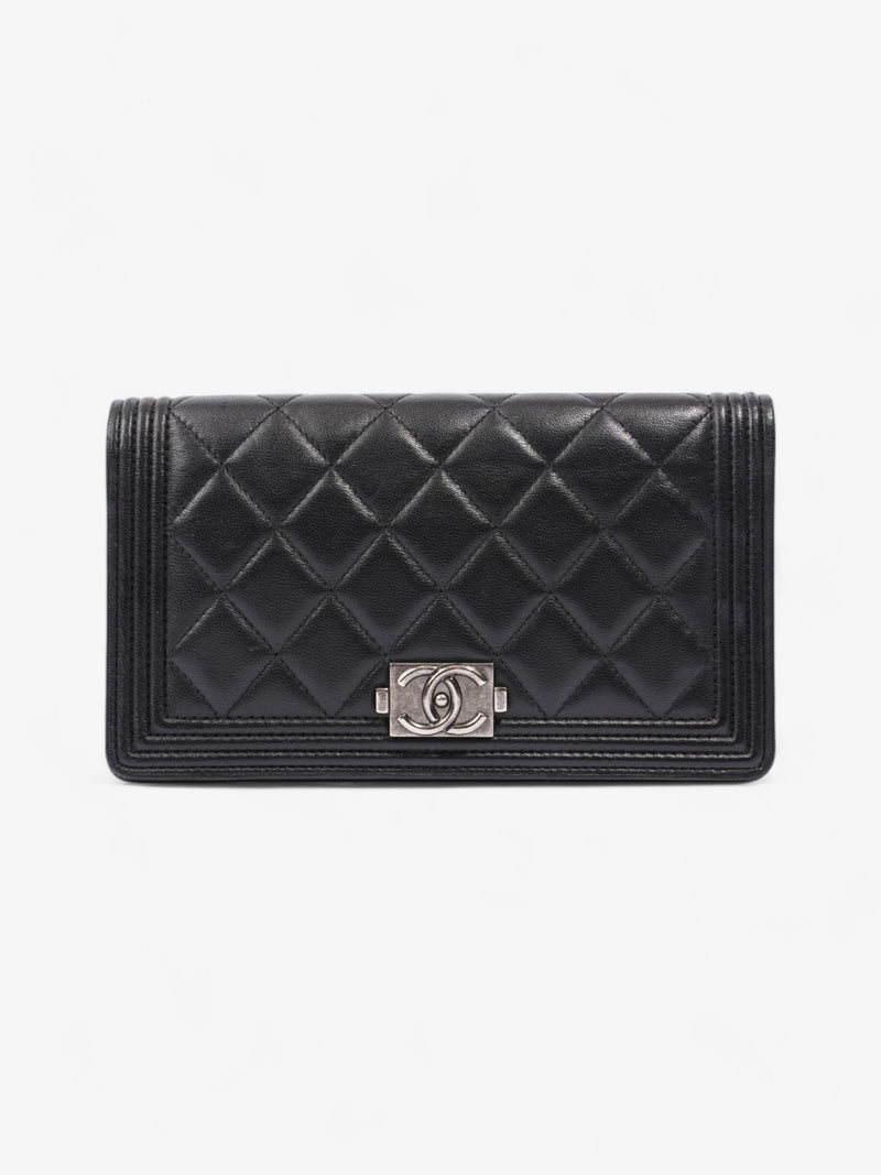  Chanel Boy Wallet Black Lambskin Leather