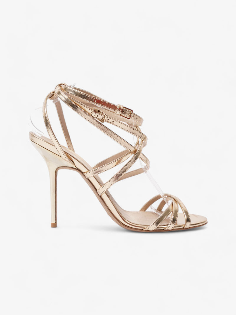  Strappy Heels 80mm Gold Patent Leather EU 41 UK 8