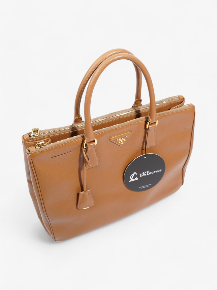 Prada Galleria Double Zip Tote Caramel Saffiano Leather Large Image 10