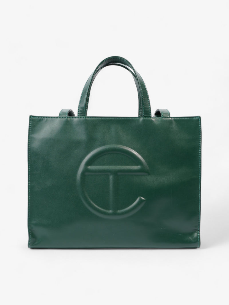  Shopping Tote Green Faux Leather Medium