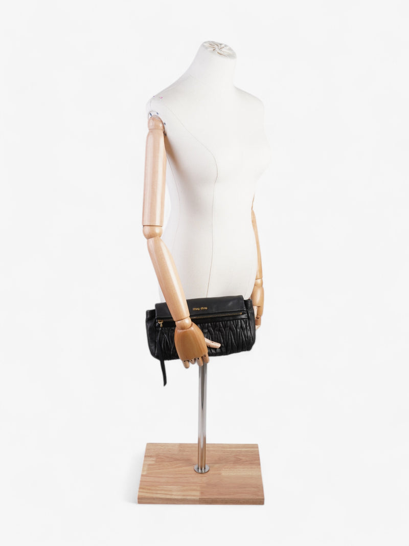  Miu Miu Fold Over Clutch Black Nappa Leather