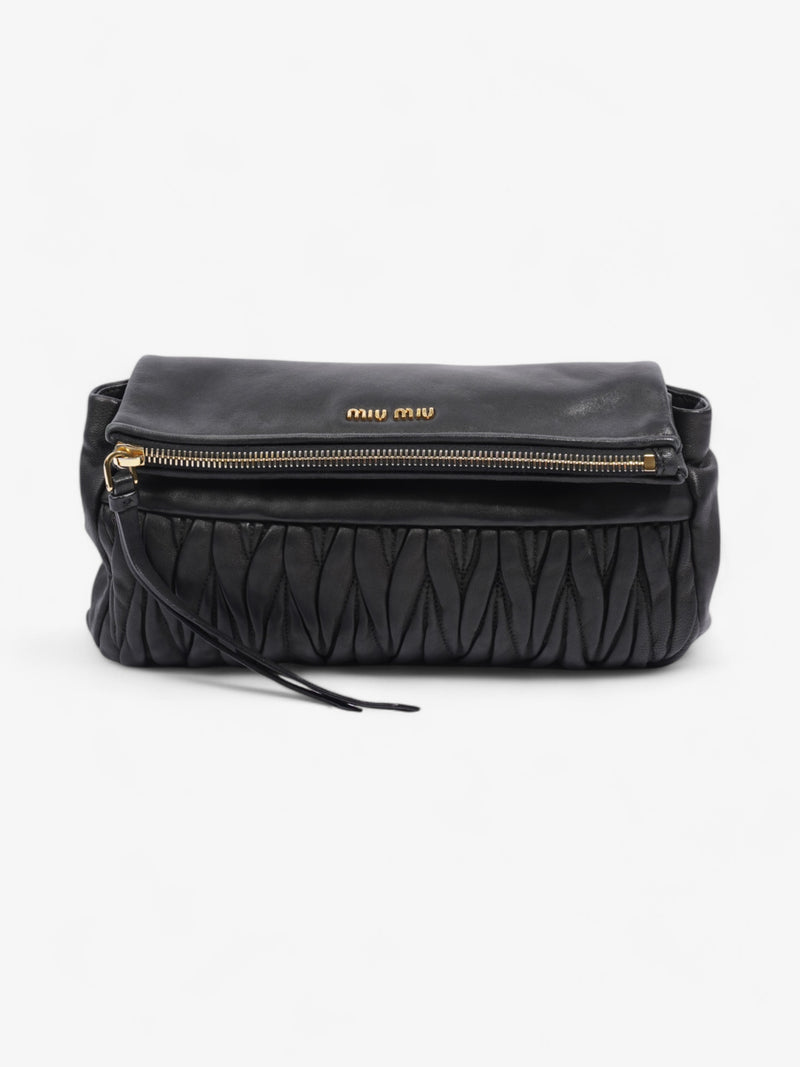  Miu Miu Fold Over Clutch Black Nappa Leather