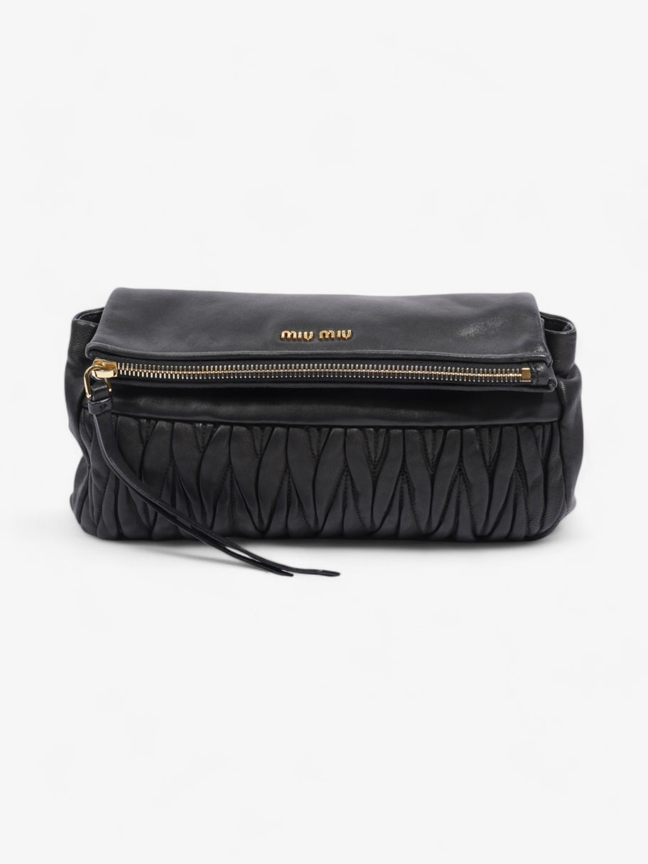 Miu Miu Fold Over Clutch Black Nappa Leather Image 1