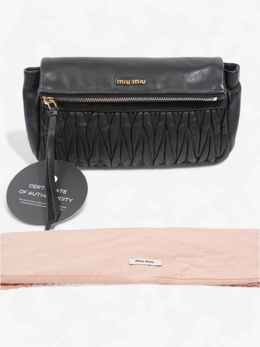 Miu Miu Fold Over Clutch Black Nappa Leather Image 11