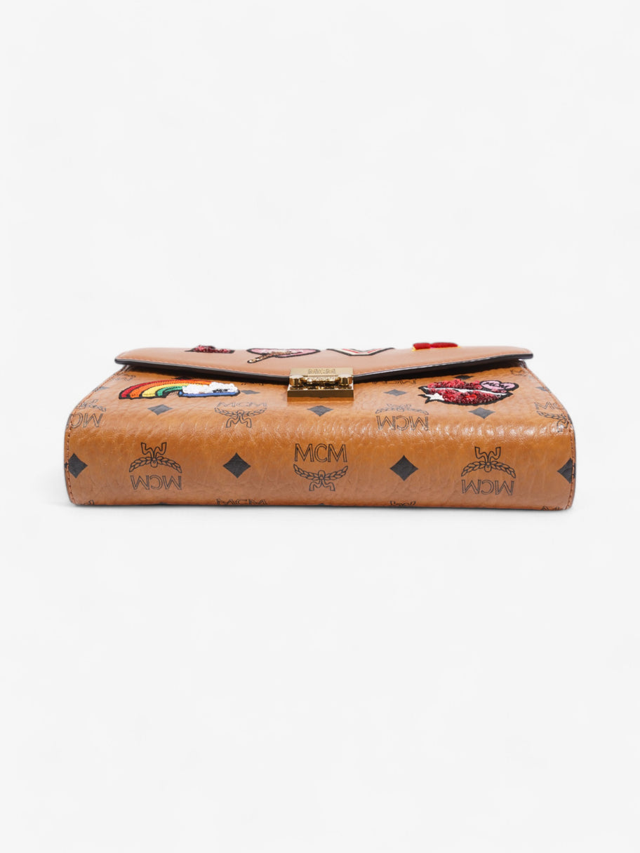 MCM Patricia Love Patch Wallet on Chain Brown / Black / Multicoloured Coated Canvas Image 6