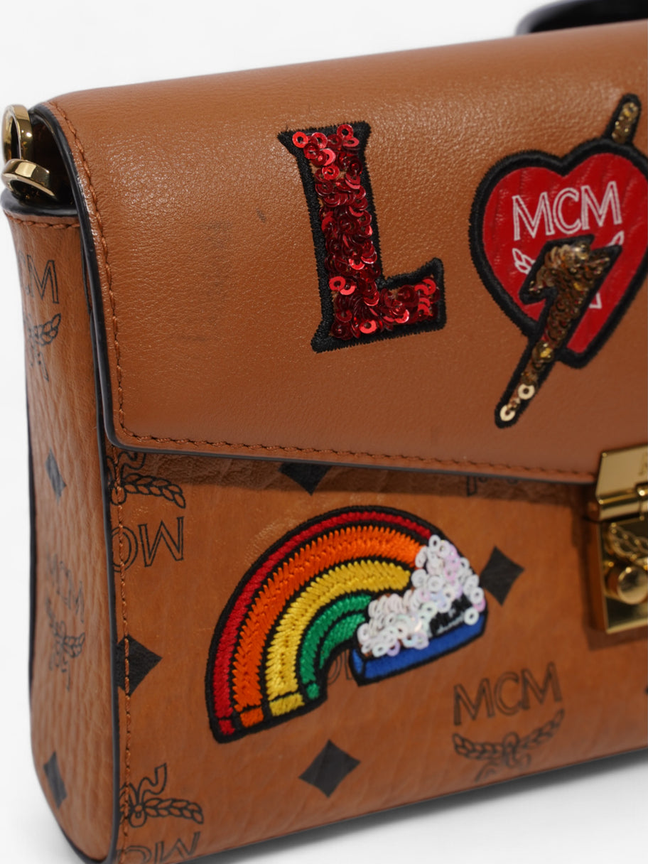 MCM Patricia Love Patch Wallet on Chain Brown / Black / Multicoloured Coated Canvas Image 8