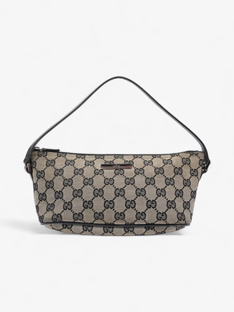  Gucci Boat Pochette GG Supreme / Black Coated Canvas