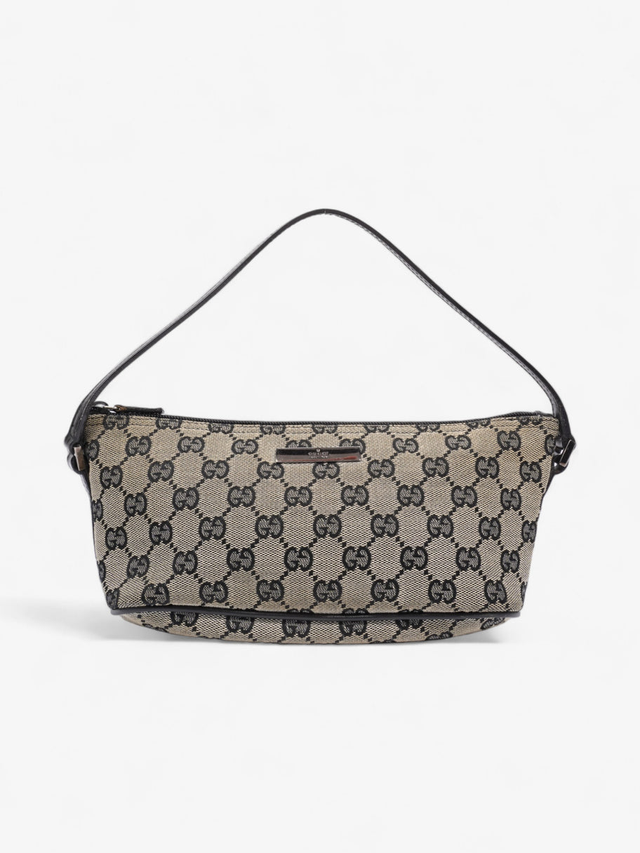 Gucci Boat Pochette GG Supreme / Black Coated Canvas Image 1