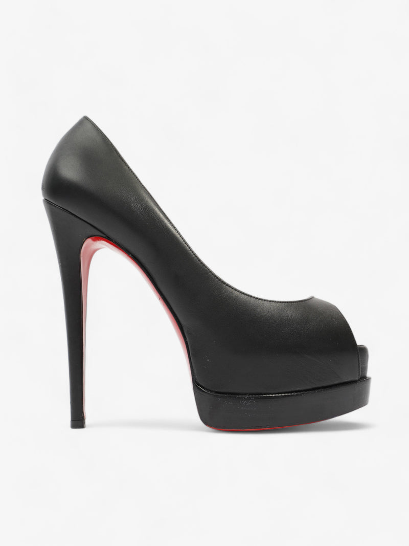  Christian Louboutin Palais Royal Trepointe Heels 140 Black Leather EU 38.5 UK 5.5