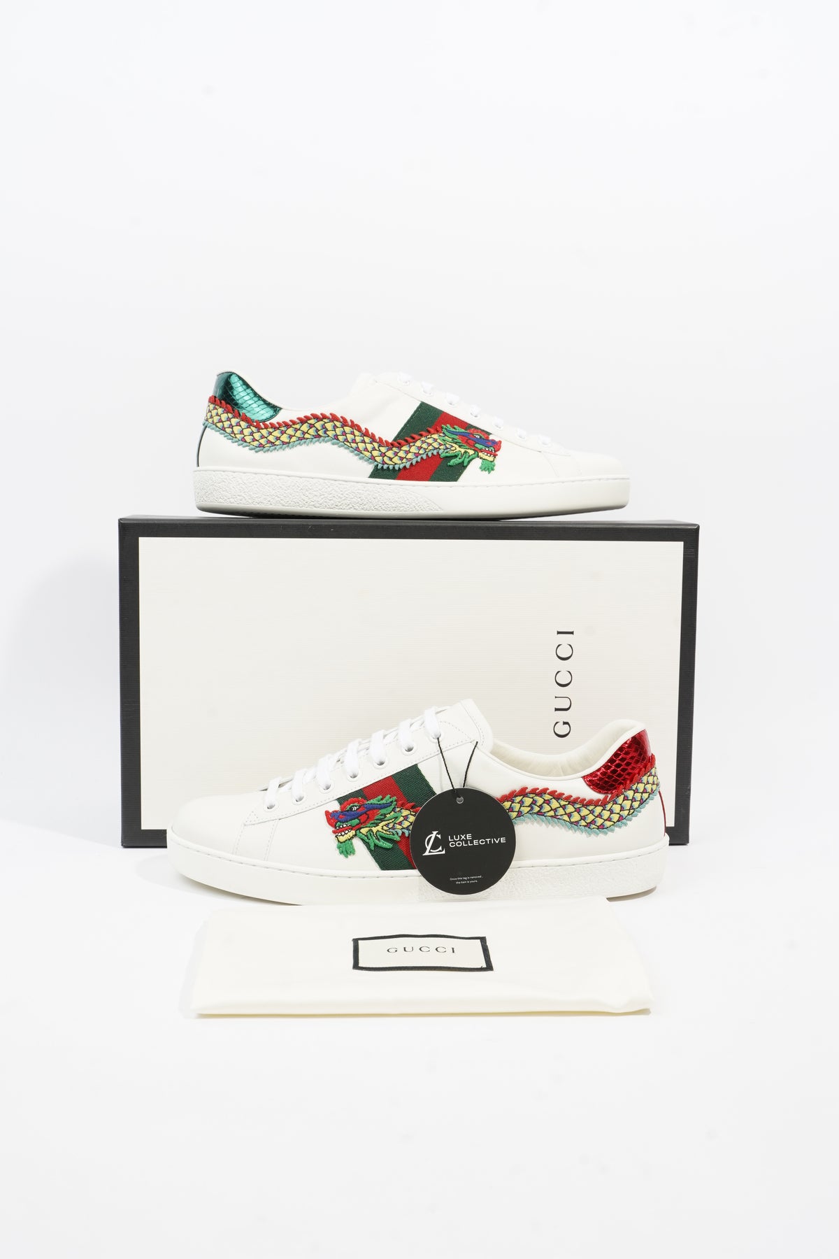 Gucci white store dragon ace sneakers