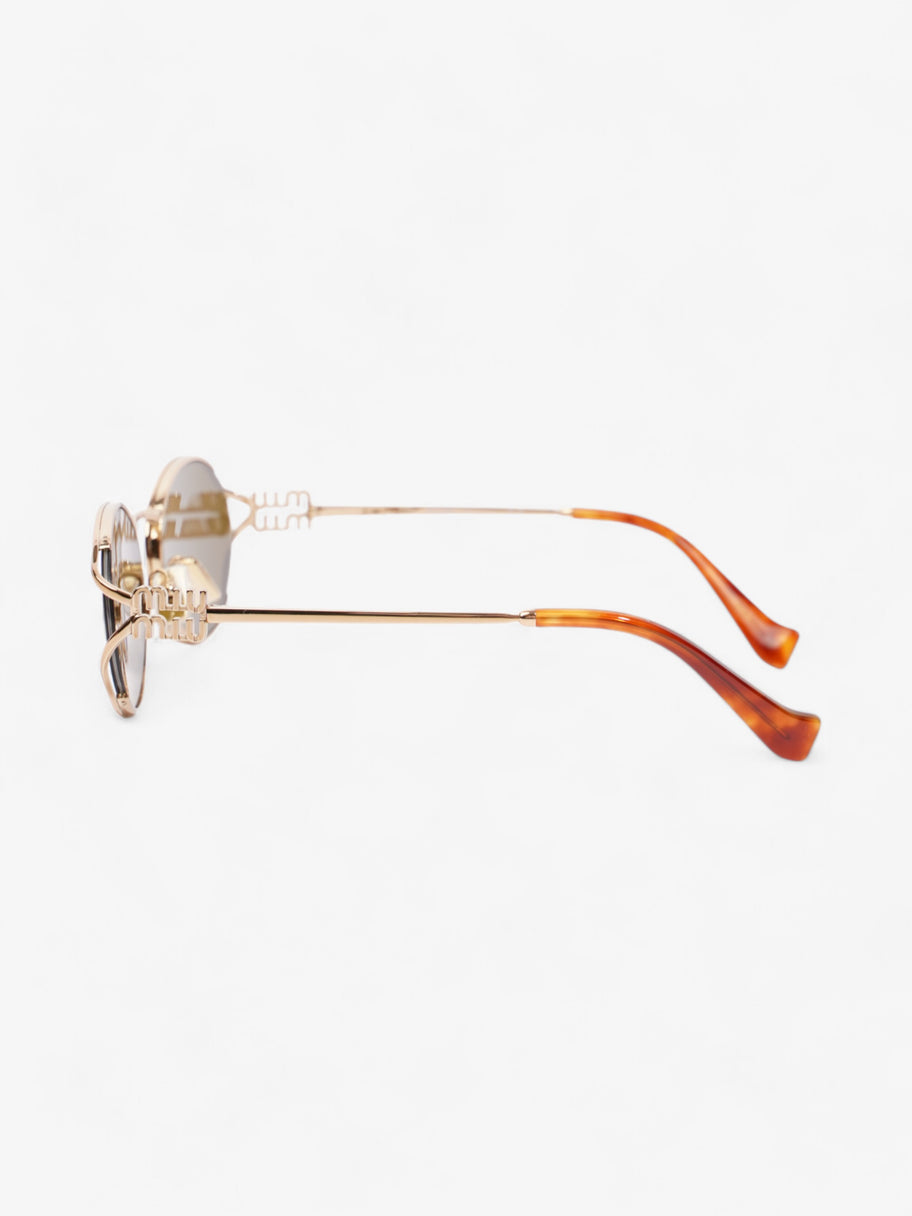 Miu Miu Round Sunglasses Gold / Havana Brown Acetate 125mm Image 2