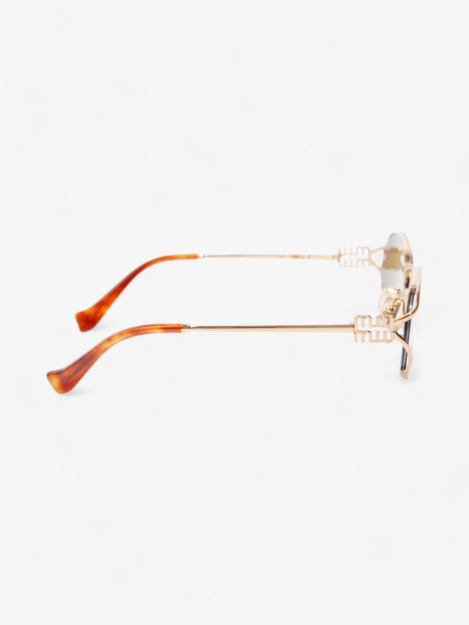 Miu Miu Round Sunglasses Gold / Havana Brown Acetate 125mm Image 4