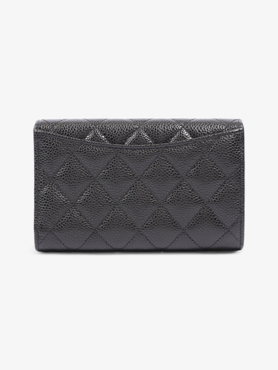 Chanel Classic Flap Wallet Black / Silver Caviar Leather Medium Image 2