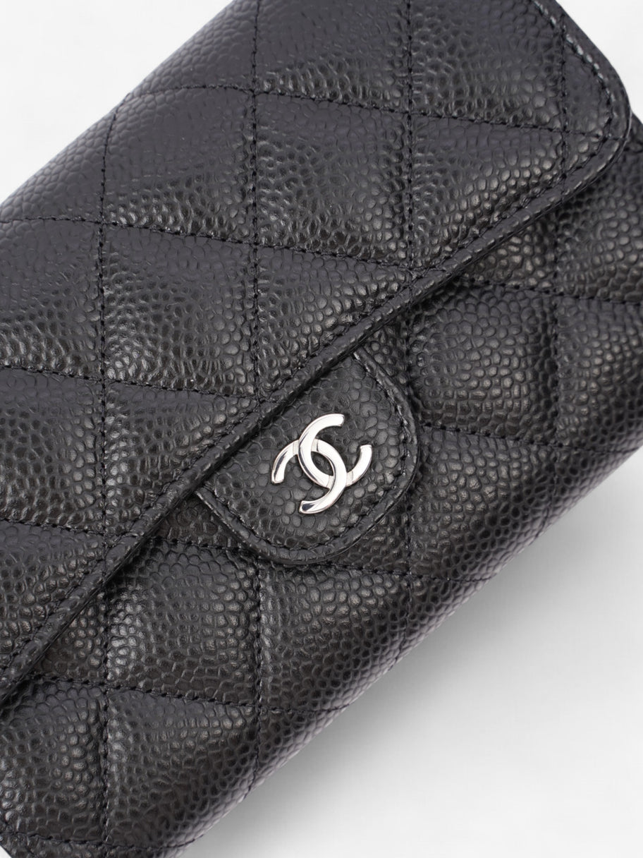 Chanel Classic Flap Wallet Black / Silver Caviar Leather Medium Image 4