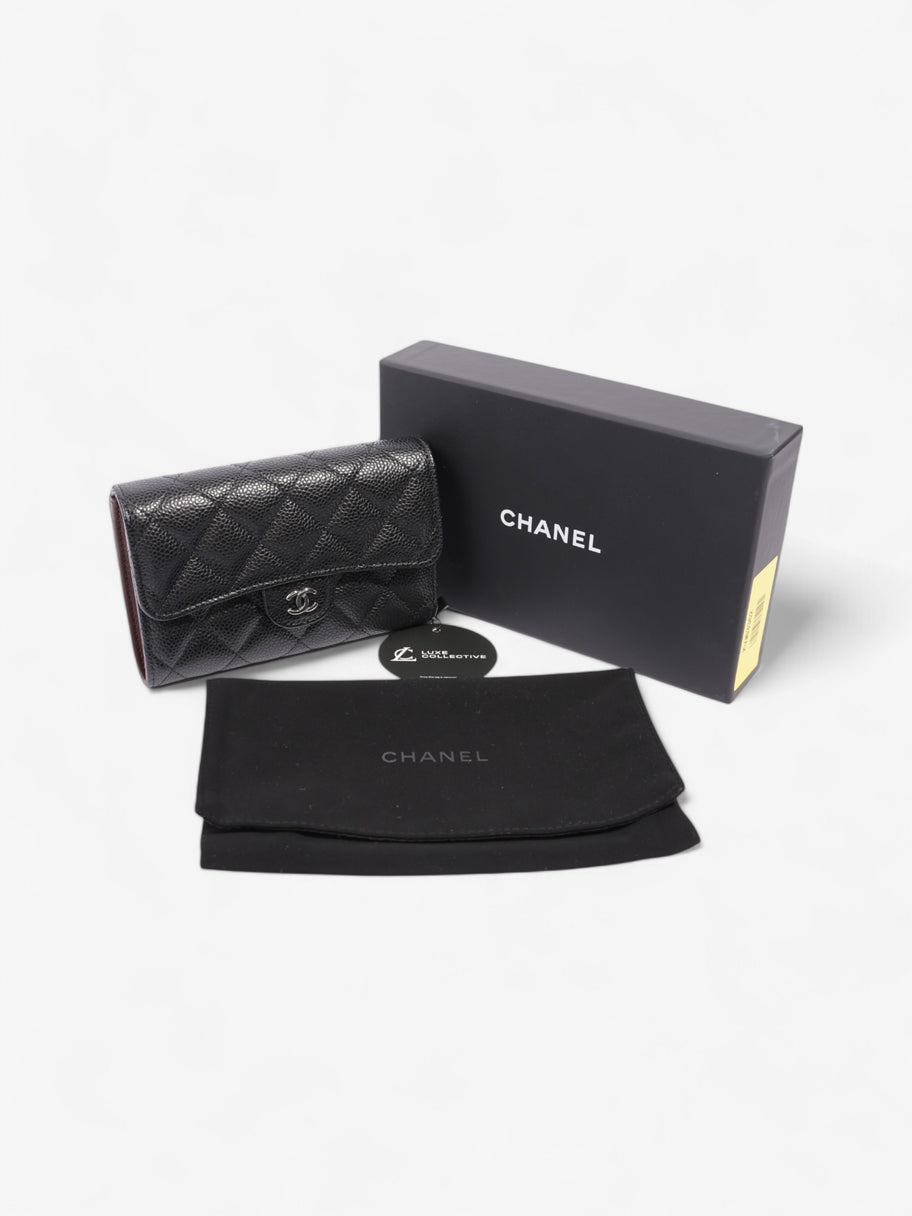 Chanel Classic Flap Wallet Black / Silver Caviar Leather Medium Image 6