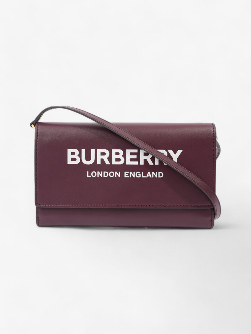  Burberry Logo Chain Wallet Burgundy / White Leather