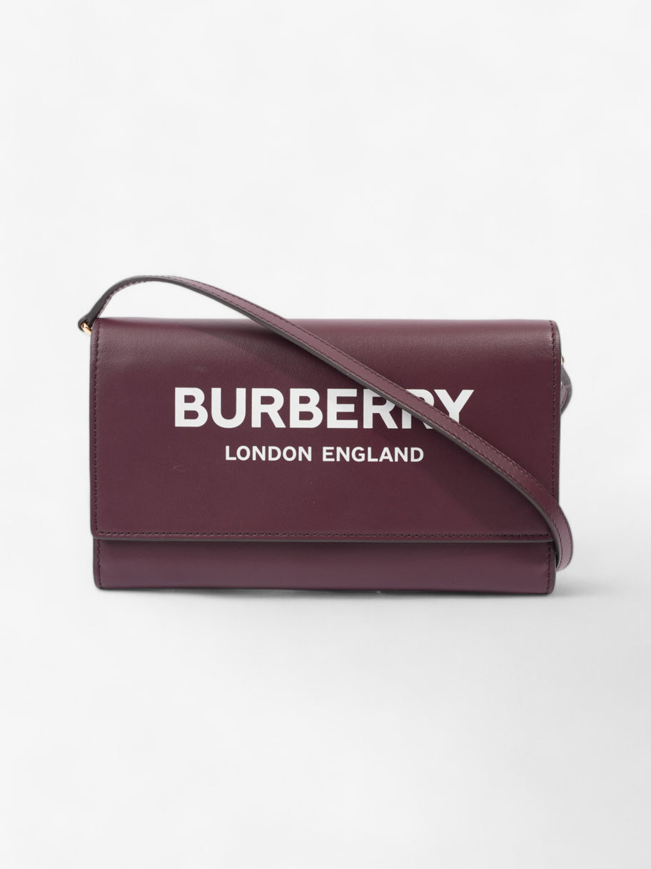 Burberry Logo Chain Wallet Burgundy White Leather Luxe Collective