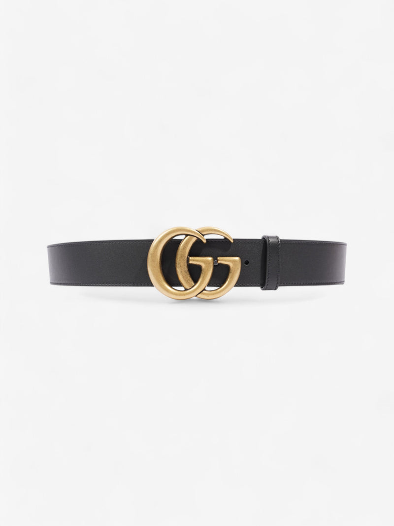  Gucci GG Marmont Wide Belt Black / Gold Leather 95cm / 38