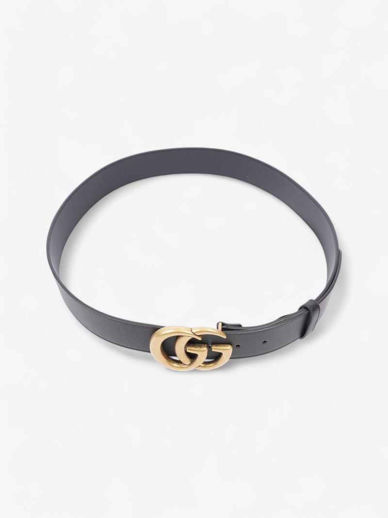  Gucci GG Marmont Wide Belt Black / Gold Leather 95cm / 38