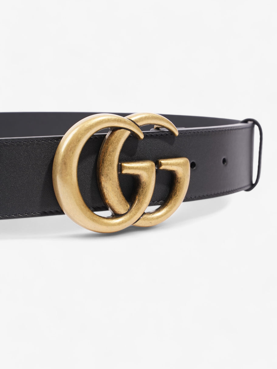 Gucci GG Marmont Wide Belt Black / Gold Leather 95cm / 38