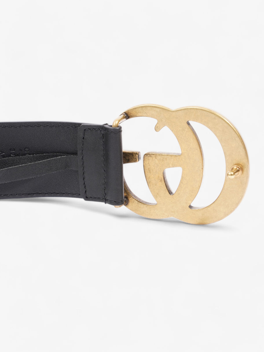 Gucci GG Marmont Wide Belt Black / Gold Leather 95cm / 38