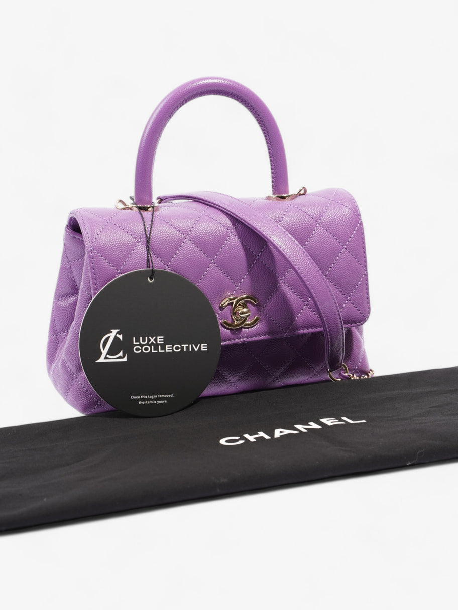 Chanel Coco Handle Flap Purple Caviar Leather Mini Image 10