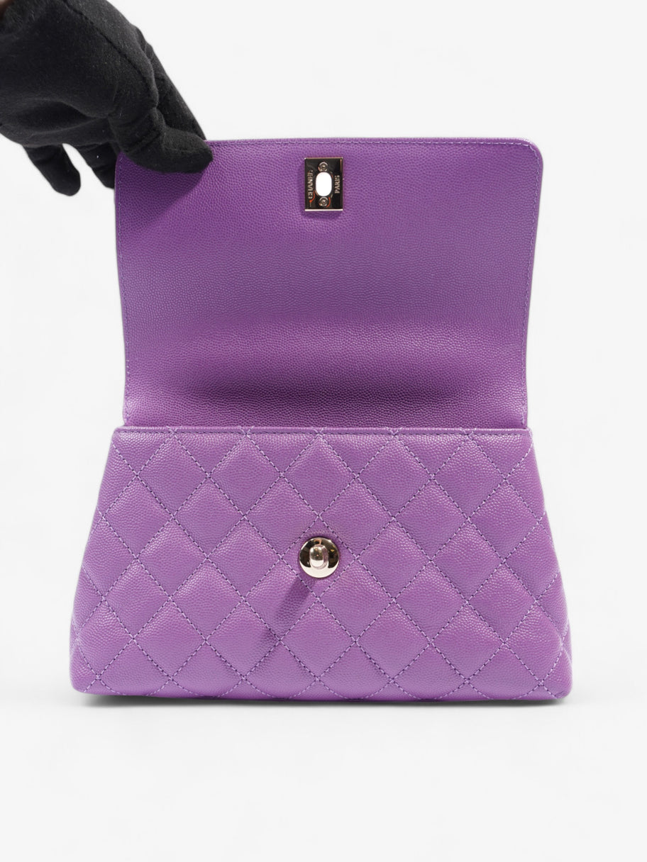 Chanel Coco Handle Flap Purple Caviar Leather Mini Image 7